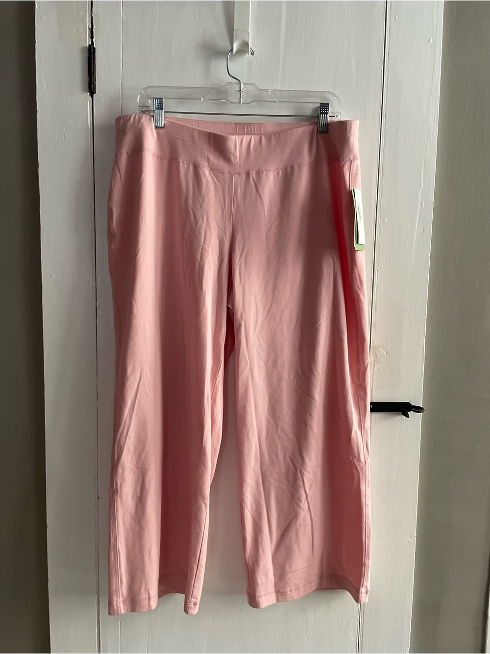 EILEEN FISHER Wide Leg Cropped Organic Cotton Pull On Pants Size Large Pink NWT
